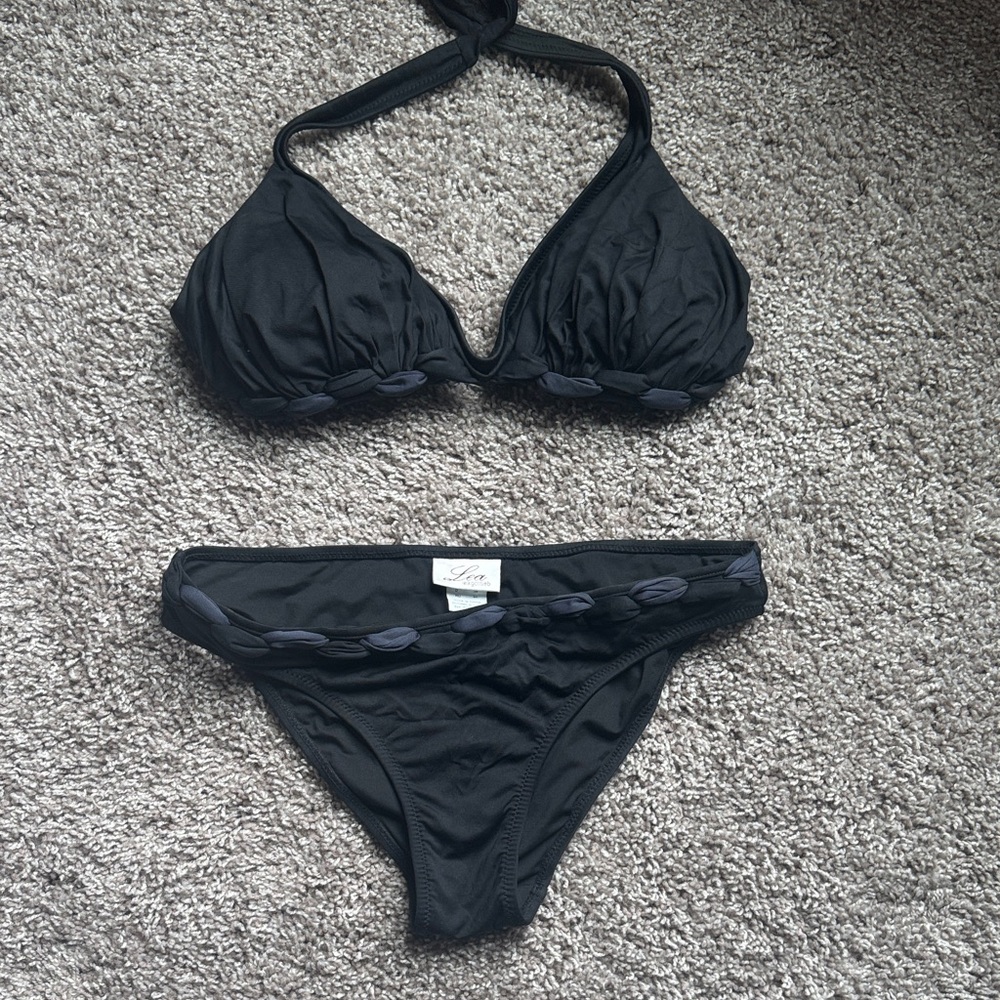Lea Elegant Black Bikini Set - Top 12 Bottom 10 - NWOT